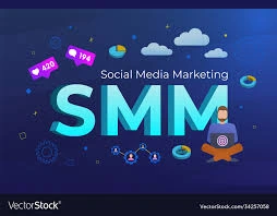 "Social Media Marketing (SMM) concept illustration with digital engagement icons, representing online promotion strategies by a freelance digital marketer in Kochi."